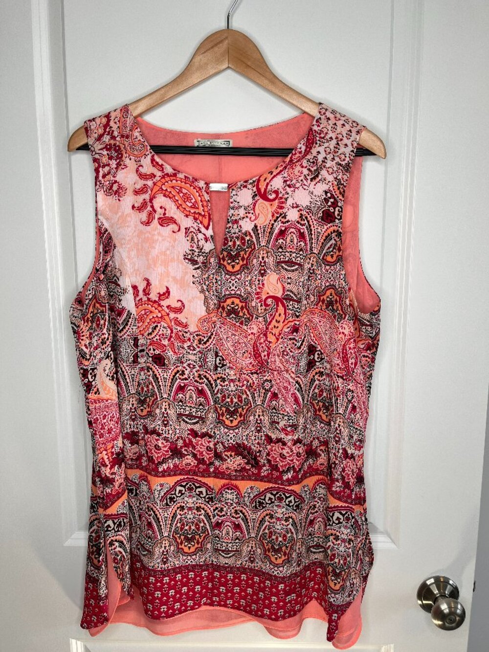 Dana Buchman Womens XL Sleeveless Blouse Paisley Business Career Work